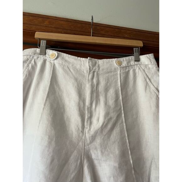 NWT Madewell Women's Clean Button-Tab Shorts in 100% Linen Eyelet White Size 14 - Picture 5 of 14